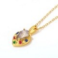 wholesale S925 Silver Gold-Plated Japanese Light Luxury Classical Heart-Shaped Pendant with Natural Labradorite, Chain Not Included-0-2