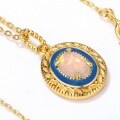 wholesale 9K Gold Plated 925 Silver Japanese Style Classical Light Luxury Synthetic Opal Blue Lover Pendant Exquisite Colored Gemstone Necklace for Women-0-2