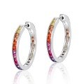 wholesale S925 silver plated with white gold, European and American style colorful zircon earrings, rainbow earrings for women, elegant hoop earrings, silver jewelry wholesale-0-5