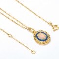 wholesale 9K Gold Plated 925 Silver Japanese Style Classical Light Luxury Synthetic Opal Blue Lover Pendant Exquisite Colored Gemstone Necklace for Women-0-1