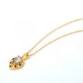 wholesale S925 Silver Gold-Plated Japanese Light Luxury Classical Heart-Shaped Pendant with Natural Labradorite, Chain Not Included-0-1