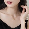 wholesale S925 Silver Gold-Plated Japanese Light Luxury Classical Heart-Shaped Pendant with Natural Labradorite, Chain Not Included-0-4