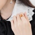wholesale S925 Silver Minimalist Natural Amber Geometric Circle Open Ring Women's Gold-Plated Gemstone Fine Craft Jewelry Wholesale-0-3