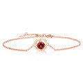 wholesale Rose Gold-Plated S925 Silver Dainty Four-Leaf Clover Bracelet with Natural Garnet, Korean Dongdaemun Style Wholesale-0-5