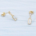 wholesale 9K Gold White Topaz Square Earrings, Korean Style Influencer, Minimalist and Versatile Dongdaemun Niche Trendy Earrings for Women-0-2