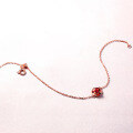 wholesale Rose Gold-Plated S925 Silver Dainty Four-Leaf Clover Bracelet with Natural Garnet, Korean Dongdaemun Style Wholesale-0-1