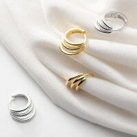 wholesale S925 silver Korean-style elegant three-layer short ear clasp trendy hollow-out fashionable earrings for women E8366-S925 silver pair silver model 925 silver