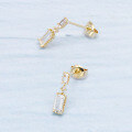 wholesale 9K Gold White Topaz Square Earrings, Korean Style Influencer, Minimalist and Versatile Dongdaemun Niche Trendy Earrings for Women-0-3