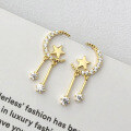 wholesale S925 Sterling Silver French-style Star And Moon Earrings, New Accessory For Live Streaming Supply-0-2