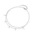 wholesale S925 Silver Ankle Bracelet for Women, Japanese and Korean Style Minimalist Double-Layer Geometric Circle Foot Jewelry S2368-0-4