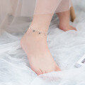 wholesale S925 Silver Ankle Bracelet for Women, Japanese and Korean Style Minimalist Double-Layer Geometric Circle Foot Jewelry S2368-0-3