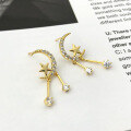 wholesale S925 Sterling Silver French-style Star And Moon Earrings, New Accessory For Live Streaming Supply-0-3