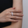 wholesale S925 Silver New Simulated Row Diamond Ring 5*7 Oval Solitaire Ring for Women-0-2