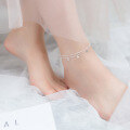 wholesale S925 Silver Ankle Bracelet for Women, Japanese and Korean Style Minimalist Double-Layer Geometric Circle Foot Jewelry S2368-0-0
