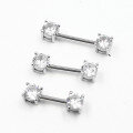 wholesale S925 Silver Double-Ended Four-Prong Round Zirconia Tongue Ring Lip Piercing Jewelry for Cross-Border Wholesale-0-4