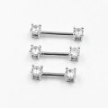 wholesale S925 Silver Double-Ended Four-Prong Round Zirconia Tongue Ring Lip Piercing Jewelry for Cross-Border Wholesale-0-3