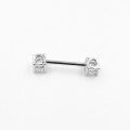 wholesale S925 Silver Double-Ended Four-Prong Round Zirconia Tongue Ring Lip Piercing Jewelry for Cross-Border Wholesale-0-2