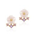 wholesale 925 Silver Gold Plated Spring New Seashell Flower Earrings for Women, Floral Season Forest Style Small Ear Jewelry-0-5