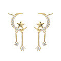 wholesale S925 Sterling Silver French-style star and moon earrings, new accessory for live streaming supply-0-4