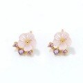 wholesale 925 Silver Gold Plated Spring New Seashell Flower Earrings for Women, Floral Season Forest Style Small Ear Jewelry-0-2