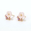 wholesale 925 Silver Gold Plated Spring New Seashell Flower Earrings for Women, Floral Season Forest Style Small Ear Jewelry-0-1