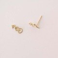 wholesale 14K Solid Gold Designer Korean Music Note Violin Openwork Earrings with Zirconia-0-4