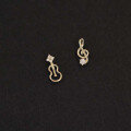 wholesale 14K Solid Gold Designer Korean Music Note Violin Openwork Earrings with Zirconia-0-0