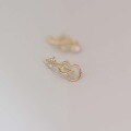 wholesale 14K Solid Gold Designer Korean Music Note Violin Openwork Earrings with Zirconia-0-3