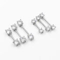 wholesale S925 Silver Double-Ended Four-Prong Round Zirconia Tongue Ring Lip Piercing Jewelry for Cross-Border Wholesale-0-0