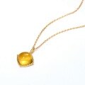 wholesale 925 Sterling Silver Japanese Light Luxury Minimalist Geometric Citrine Pendant Necklace for Women, Small Forest Style Jewelry Wholesale-0-1