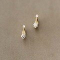 wholesale 9K Gold Icy Ling Pure Small Zircon Minimalist Design One-Line Japanese Korean Style Elegant Hoop Earrings-0-0