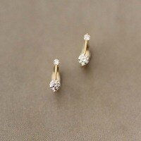 wholesale 9K Gold Icy Ling Pure Small Zircon Minimalist Design One-Line Japanese Korean Style Elegant Hoop Earrings-9K per price