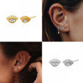 wholesale S925 Sterling Silver Zircon Eye Earrings With Hollow Design, Cross-border Creative And Elegant Jewelry-0-1