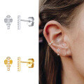 wholesale S925 Sterling Silver Single Row Bead Stud Earrings With Micro-set Zircons, Fashionable And Minimalist-0-1