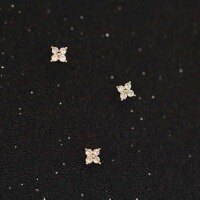 wholesale 14K gold zircon studded four-leaf clover mini simple Japanese Korean delicate girl earrings-9K Haoshi one price