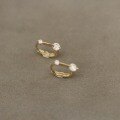 wholesale 9K Gold Icy Ling Pure Small Zircon Minimalist Design One-Line Japanese Korean Style Elegant Hoop Earrings-0-1