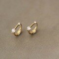 wholesale 9K Gold Icy Ling Pure Small Zircon Minimalist Design One-Line Japanese Korean Style Elegant Hoop Earrings-0-3