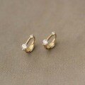 wholesale 9K Gold Icy Ling Pure Small Zircon Minimalist Design One-Line Japanese Korean Style Elegant Hoop Earrings-0-2
