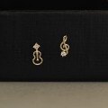 wholesale 14K Solid Gold Designer Korean Music Note Violin Openwork Earrings with Zirconia-0-1