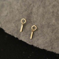 wholesale 9K Gold Minimalist Geometric Circle Small Straight Stick Shiny Ultra Mini Ear Studs-9K per price