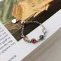 wholesale 925 Sterling Silver French-style Design Soft Chain Ring For Women With Colorful Zircon,-0-4