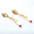 wholesale S925 Sterling Silver, Love Rumei New Product Original Design Pink Topaz Vintage Style Tassel Ear Stud Wholesale-0-1