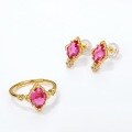 wholesale 9K Gold Plated 925 Silver Geometric Vintage Earrings Women's Light Luxury Synthetic Ruby Stud Earrings, Internet Famous Wholesale Accessories-0-3