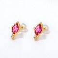 wholesale 9K Gold Plated 925 Silver Geometric Vintage Earrings Women's Light Luxury Synthetic Ruby Stud Earrings, Internet Famous Wholesale Accessories-0-1