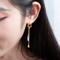wholesale 925 Silver Metal Korean Japanese Light Luxury DIY Free Matching Earrings for Women, Elegant Slimming Long Drop Tassel Hoop Ear Accessories Wholesale-0-4