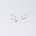 wholesale Metal: S925 Silver Star Earrings for Women, Korean Style Small Fresh Wave Five-point Star Sweet Star-shaped Ear Dangle Earrings E6294-0-1