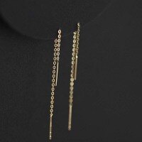 wholesale 14k gold Taobao best-selling Korean-style elegant ear thread earrings, minimalist Korean tassel earrings-14K per piece