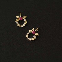 wholesale 9K Gold Wholesale Exquisite Korean and Japanese Sweet Floral Wreath Forest Series Romantic Versatile Pendant-9K pendant one price
