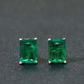 wholesale 925 Silver 1ct 5*7 Synthetic Emerald Earrings, European and American Best-Seller Ins Style High-Carbon Diamond Earrings-0-1