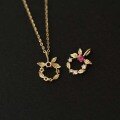 wholesale 9K Gold Wholesale Exquisite Korean and Japanese Sweet Floral Wreath Forest Series Romantic Versatile Pendant-0-4